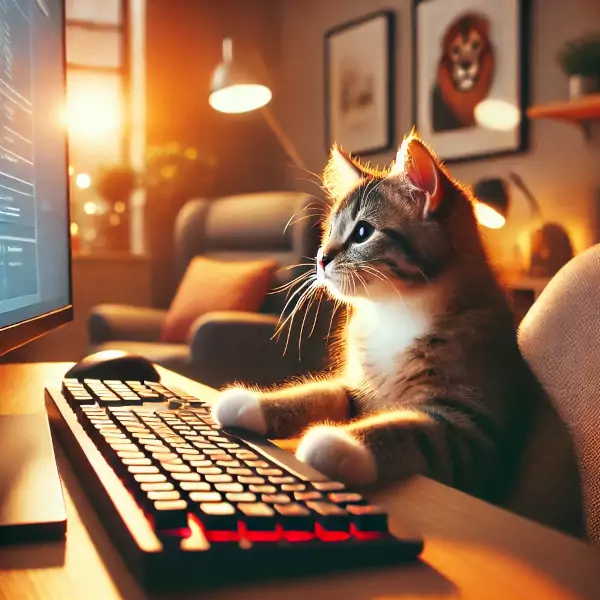 Katze am PC - Bild bearbeiten mit ChatGPT